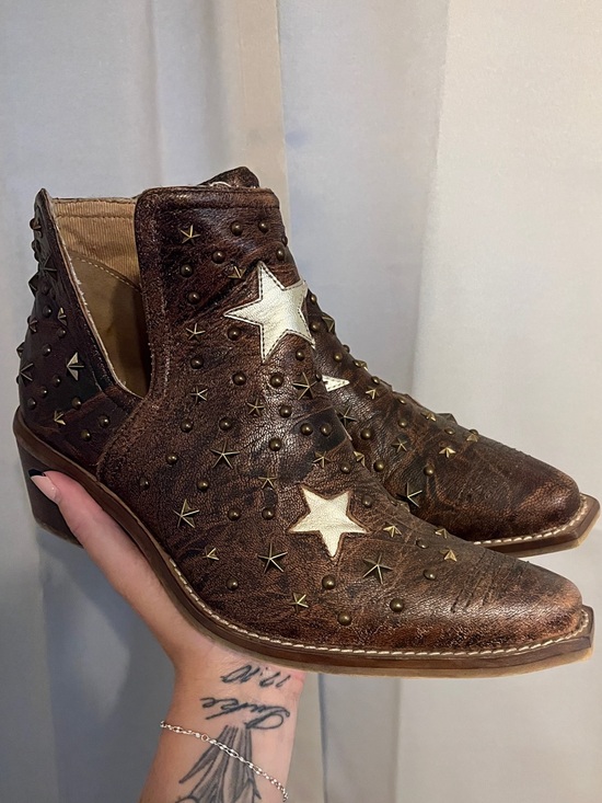 Myra Bag Shoes - Myra Bag Brown Ankle Boots with Gold and Silver Star Accents